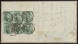 N° 13B '1c Groen, Tanding 14 1/2' (Blok Van 6) Op Drukwerkje Met Prachtige Dubbelcirkelafst. Termonde- UITZONDERLIJK Stu - 1863-1864 Médaillons (13/16)