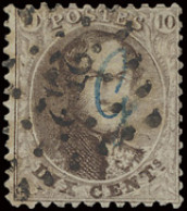 N° 14A Guillochin 10c. Bruin Met Blauwe Opdruk Ipv. Rode, Prachtig Met Fotocertificaat Soeteman, Zm (OBP +€395) - Zie Fo - 1863-1864 Medaillen (13/16)