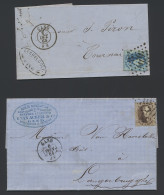 2 Brieven, N° 14 10c. Bruin Met Dubbele Stempel + N° 15 20c. Blauw, Beide LPTS 141 GAND, Zm/m - 1863-1864 Medaglioni (13/16)