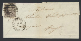 N° 14 10c. Bruin Op Brief P.180-Gouy-lez-Pieton, 8 Baren, Zm (OBP €16 + COBA €25) - 1863-1864 Medallones (13/16)