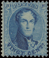 * N° 15A 20c. Blauw, Tanding 12,5 X 13,5 Met Frisse Originele Gom, Zm (OBP €230) - 1863-1864 Medallions (13/16)