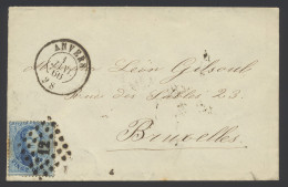 1866 N° 15B 20c. Blauw Op Brief 1 JANV 1866, Laat Gebruik, Zm - 1863-1864 Medallions (13/16)