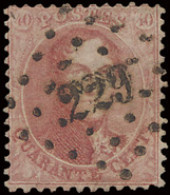 N° 16A 40c. Karmijn, Tanding 12,5 X 13,5 Met Zeer Mooie Centrale Puntstempel PT 229-Loth, Zm (OBP €30 + COBA €50) - 1863-1864 Medallones (13/16)