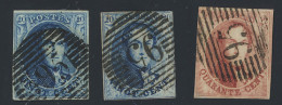 N° 7 + 11A + 12A Met Zeer Mooie Stempel P.95-Perwez, N° 7 En 12A Zeer Goed Gerand, N° 11A Tegen Gesneden, Zm/m (OBP €151 - 1849-1865 Medallions (Other)