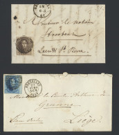 N° 10A 10c. Bruin + 11A 20c. Blauw, Beide Op Brief Met Bladboord P.24-Bruxelles, Zm (OBP €40) - 1849-1865 Medaglioni (Varie)