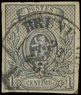 N° 22 1c. Grijs, Breed Gerand En Lichte Centrale “DC Afst. Bruxelles, Zm (OBP €170) - 1866-1867 Coat Of Arms