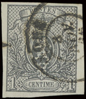 N° 22a 1c. Zwart Grijs, Zeer Breed Gerand + Zeer Mooie D.C. Afstempeling, Pracht Ex., Zm (OBP €180) - 1866-1867 Blasón