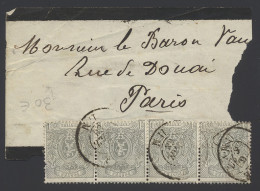 N° 23A In Strip Van 4 Op Briefstuk, Zm/m (OBP €10) - 1866-1867 Blasón