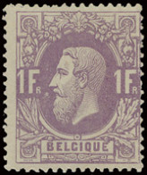 ** N° 36a 1fr. Donkerviolet, Tanding Iets Onregelmatig En Met Potlood Beschreven Op De Gomzijde, Zm/m (OBP €1.700) - 1869-1883 Leopold II