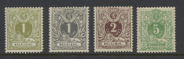 ** N° 42/45 Volledige Reeks, N° 42 Ronde Hoek Rechts Onder, N° 43 Lichte Gombeschadiging, Zm/m/ntz (OBP €445) - 1869-1888 León Acostado