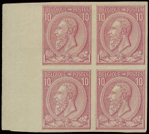 (*) N° 46 10c. Roze Op Geelachtig, Ongetand In Blok Van 4 Zegels Met Bladboord, Zm (OBP €320) - 1884-1891 Leopoldo II