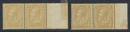 ** N° 50 En 50a 50c. Oker Op Geelachtig En Bruinoker Op Geel, Beide In Paar, Zm (OBP €180) - 1884-1891 Leopold II.