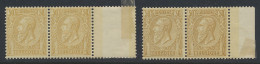 ** N° 50 En 50a 50c. Oker Op Geelachtig En Bruinoker Op Geel, Beide In Paar, Zm (OBP €180) - 1884-1891 Leopold II