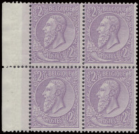 ** N° 52b 2fr. Op Gesatineerd Glanzend Papier In Blok Van 4, Zm (OBP €2.940) - 1884-1891 Leopold II