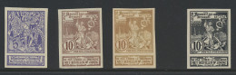 N° 71/73 Expo Brussel, De Serie Ongetand + Proefdruk 10c. In Het Zwart Op Dun Papier, Zm (OBP ++€60) - 1894-1896 Exhibitions