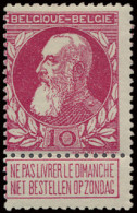 * N° 74c 10c. Framboosroze, Mooie Kleur, Centrage, Zie Foto, M (OBP €1.240) - 1905 Barba Grossa