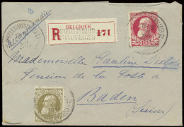 1911 N° 74/75 Op Mooi Briefje Van St -Gillis Bruxelles -  St-Gillis Brussel 12 Op 8.XII.1911 (agentschap) Naar Baden 19. - 1905 Barbas Largas
