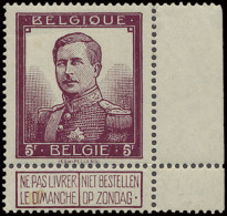 ** N° 122 '5 Fr Wijnrood' (2x) Zm (OBP € 510) - 1912 Pellens