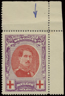 ** N°132-V1, V3 En V4 +134-Cu Witte Lijn, Zm (OBP +€490) - 1914-1915 Red Cross