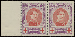 ** N° 134A-V2 20c. Violet In Paar, Rechterzegel Met Variëteit Litteken, Tanding 12, Zm (OBP €825) - 1914-1915 Red Cross