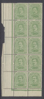 ** N° 137B 5c. Type III In Verticale Blok Van 10, Curiositeit Tanding Dubbel Gestanst Links, Vergeelde Gom, M/ntz (OBP € - 1915-1920 Albert I.