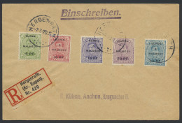 1920 Mooie Aangetekende Brief Hergenrath (Kr. Eupen) Met Opdruk Eupen-Malmedy (1, 10, 15, 20 En 25 Centiem), Poststempel - Armada Belga