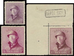 ** N° 165/78 + 168A/69A Volledige Reeks, 2fr. Wat Onregelmatige Tanding (origineel), 10fr. In Linkerbovenbladhoek Met DE - 1919-1920 Behelmter König
