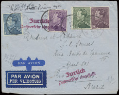 1941 N° 430, 431, 433 En 434 Op Luchtpostbrief Van Turnhout 27.XII.1941 Naar Brazilië Met Duitse Censuur, Maar ZURÜCK Po - 1936-1951 Poortman