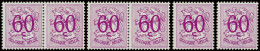 ** N° 1370 P2 '50 C Donkerpaars'( 6x) Wit Papier, Zm (OBP € 3.720) - Other & Unclassified