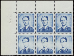 ** N° 926P3-Cu 4fr. Lichtblauw In Blok Van 6 Met Onduidelijke Druk Op 3 Zegels Onderaan Met Drukdatum 14 X 70, Zm - 1953-1972 Glasses