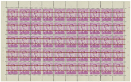 ** N° 1067 3fr. Lila, Wit Papier In Volledig Vel Van 50 Met Drukdatum 16.IV.65 En Plaatnummer 1 Met Rode Strepen Ontwaar - 1953-1972 Brillen