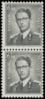 ** N° 1069A 6,50fr. Grijs In Verticaal Paar, Zm (OBP €210) - 1953-1972 Glasses