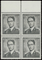 ** N° 1069A 6,50fr. Grijs In Blok Van 4, Zm (OBP €420) - 1953-1972 Brillen