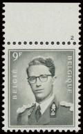 ** N° 1073 9fr. Groengrijs, Plaatnr. 2, Vf (OBP €150) - 1953-1972 Glasses