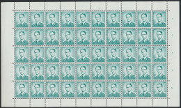 ** N° 1371 12fr. Blauwgroen In 2 Volledige Vellen Van 50 Met Plaatnr. 1 En 3, Drukdatum 8.VII.66, Zm (OBP €1.500) - 1953-1972 Brillen