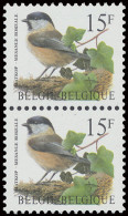 ** N° 2732a Vogels, Buzin, 15fr., Rolzegel In Paar Uit Vel Van 60, Zeldzaam, Zm (OBP €700) - Coil Stamps