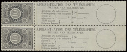 ** TG 1a 10c. Zwart In Paar Met Strook (spoor Van * Op Onderste Strook), Prachtig, Zm (OBP €380) - Timbres Télégraphes [TG]