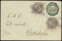 1892 Postwaardestuk Met Ovale Ingedrukte Postzegel Type 30 Brussel (Nord) Poststempel 29 Juil 1892, Poste Restante Verst - Francobolli Telegrafici [TG]