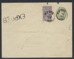 PWS 1894 PWST Met Ovale 10 Cent En Bijfrankering Met N° 70 In Expres Van Menin 10 Dec 1894 (post) Naar Brussel Central ( - Other & Unclassified