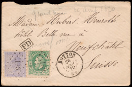 1865 N° 18 En 30, Briefje Gefrankeerd Met 20 Cent. Emissie 1865 + 10 Cent. Emissie 1869, Verstuurd Van Hotton Naar Neufc - Other & Unclassified