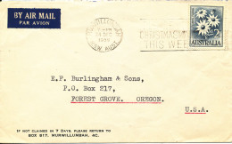 Australia Cover Sent Air Mail To USA Murwillumbah 24-12-1959 Single Franked - Lettres & Documents