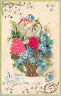 FANTAISIES - Je T'aime - De Près - De Loin - Toujours - Bouquet De Fleurs - Colorisé - Carte Postale Ancienne - Other & Unclassified