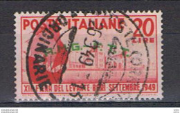 TRIESTE  A:  26.9.49  FIERA  DI  BARI  -  £. 20  ROSSO US. -  I°  MESE  D' USO  -  SASS. 51 - Gebraucht