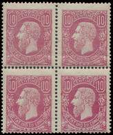 ** N° 2 '10c Pink' (Block Of 4) Off Centre To The Bottom, All MNH, Horizontal Perforation Partially Disconnected, VF (OB - 1884-1894