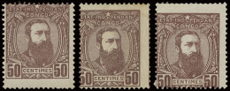 * N° 9 '50c Red-brown' (3x), All Very Off Centre, Some With Neighbour, F/VF (OBP € 270) - 1884-1894