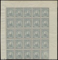 ** N° 10 (block Of 25 Stamps) 50c. Grey, Off Centre (position #1-25) With Sheet Margins And Right Gutter, Vf (OBP +€275) - 1884-1894