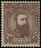 **/* N° 6/10 Leopold II 1887 Issue, The 5c., 10c., 25c. And 50c. Grey Are MNH, The Number 9 50c. Red Brown With Hinge, V - 1884-1894