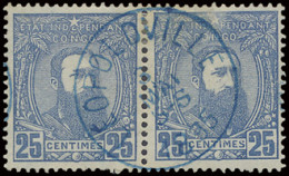 N° 8 '25c Blue' (in Pair) With Leopoldville Cancellation In Blue, F. - 1884-1894