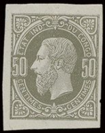 Type 9 Colour Proof Of The 50c. Leopold II Second Issue, Unadopted Colour Deep Grey Green Instead Of Red Brown And Unado - 1884-1894