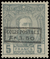 * CP 5 5fr. Grey Off Centre To The Left With Boxed Overprint COLIS POSTAUX FR. 3,50 With Certificate, Vf (OBP €240) - 1884-1894